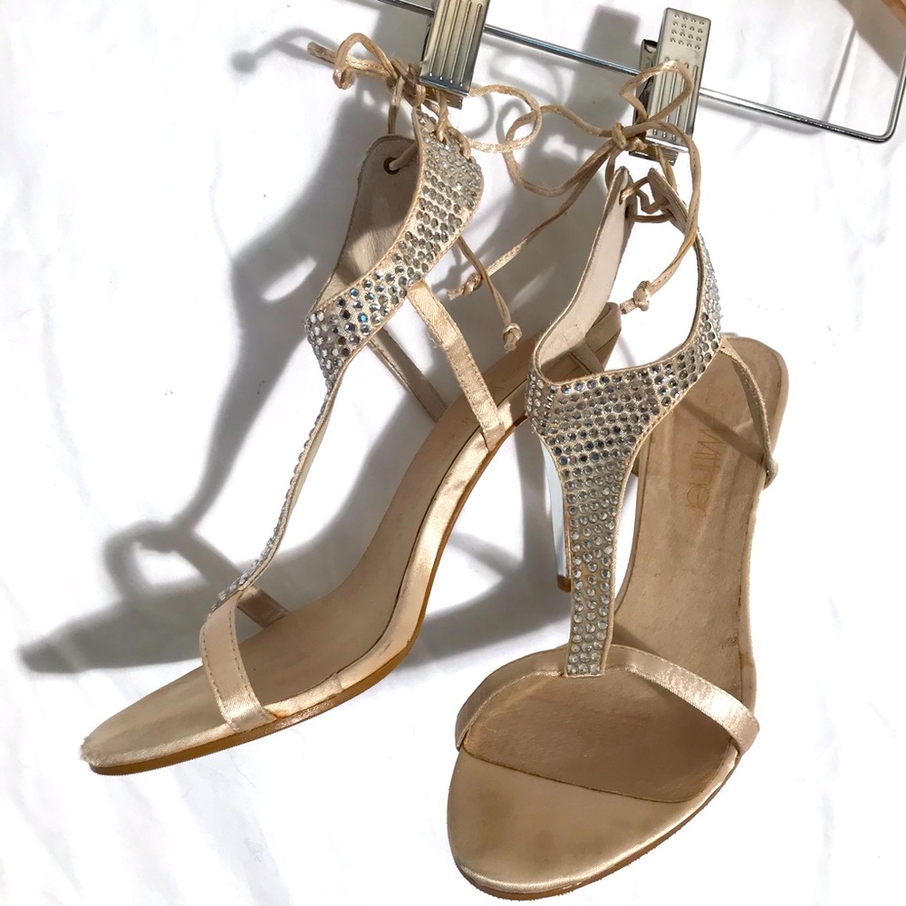 Zoe Wittner satin crystal strappy sandal 7.5